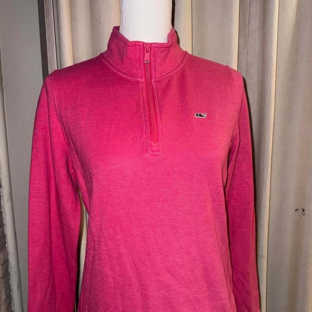 Vineyard Vines Quarter Zip Pullover Size S Pink Cotton Blend